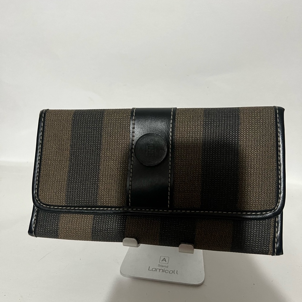 Striped Brown & Black Fold Wallet - Unbranded